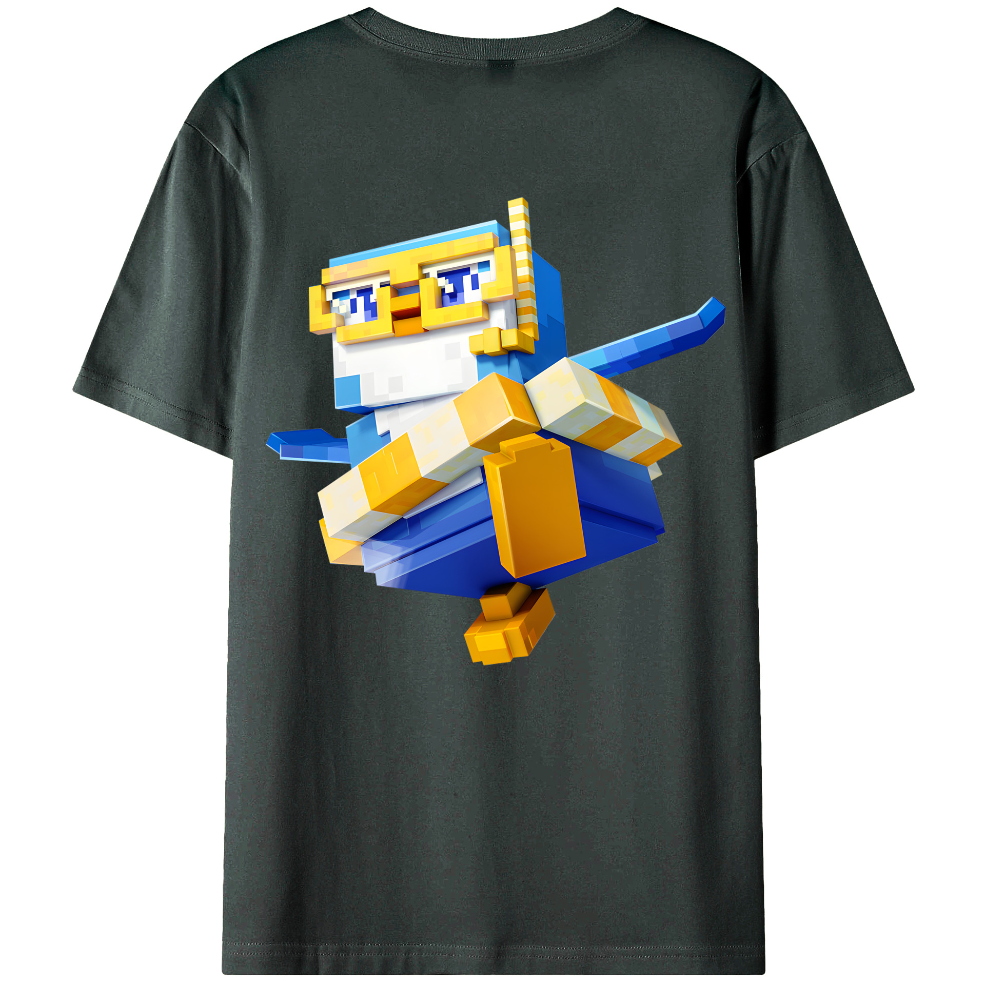 （画像用） マインクラフト ブロックの世界 Minecraft MC Block world 綿100％ メンズ半袖Tシャツ（バックプリント） 通気性